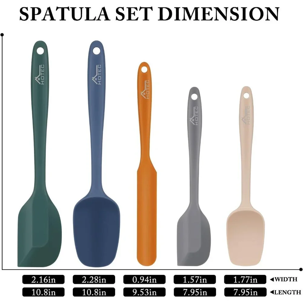 Heat Resistant 600℉ BPA-Free Silicone Rubber Spatula Set for Baking, Cooking, an - Picture 2 of 7